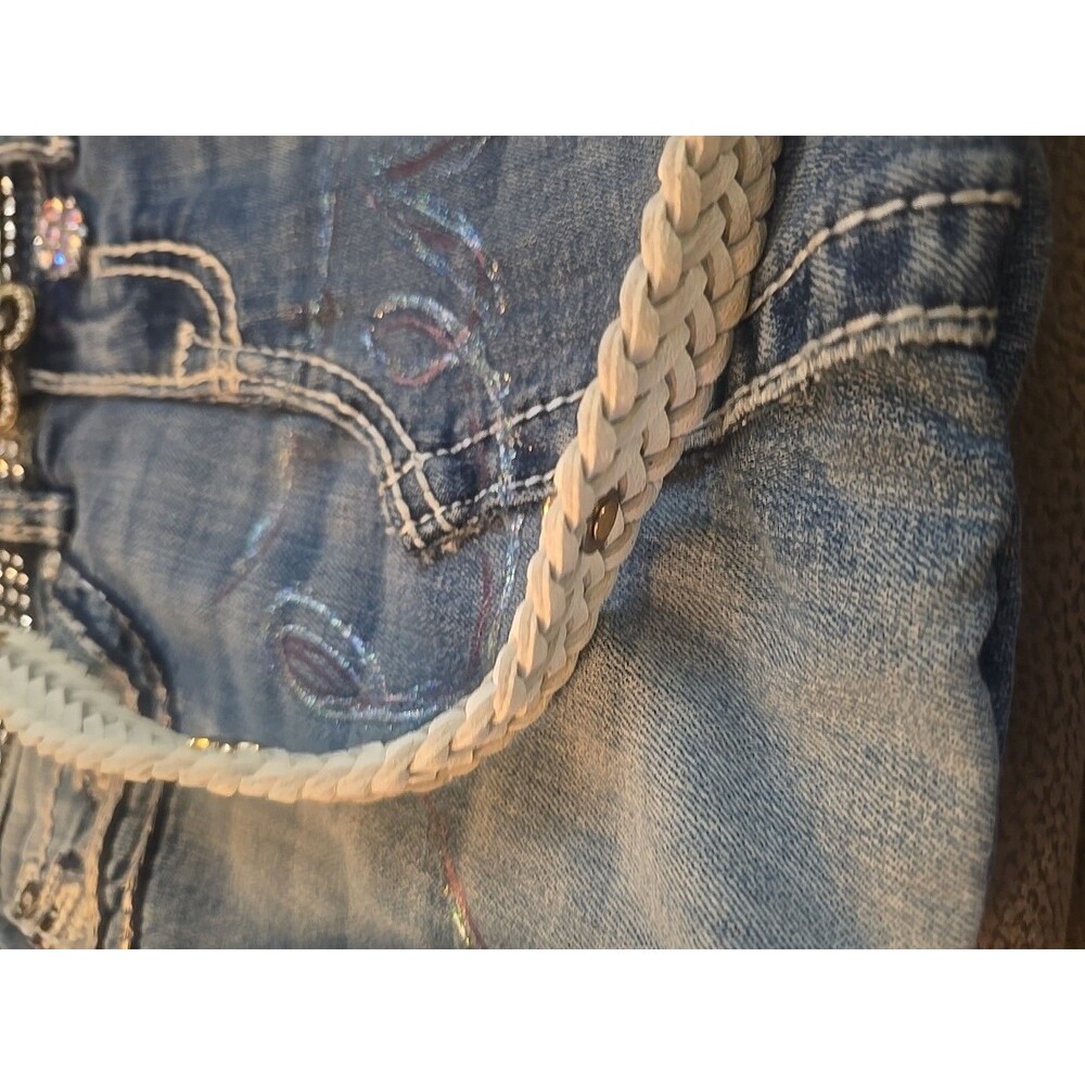 Upcycled Denim Crossbody Purse 14x11" - Picture 5 of 12